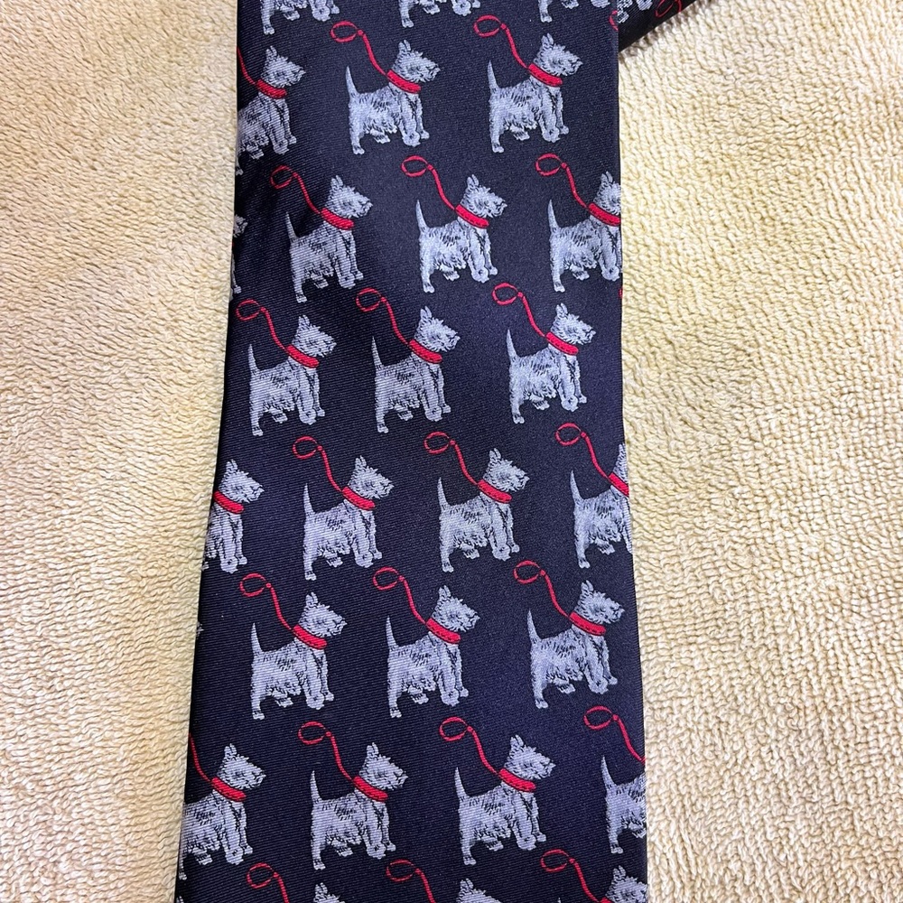 Classic Scottie Dog-Print Tie 100% Silk